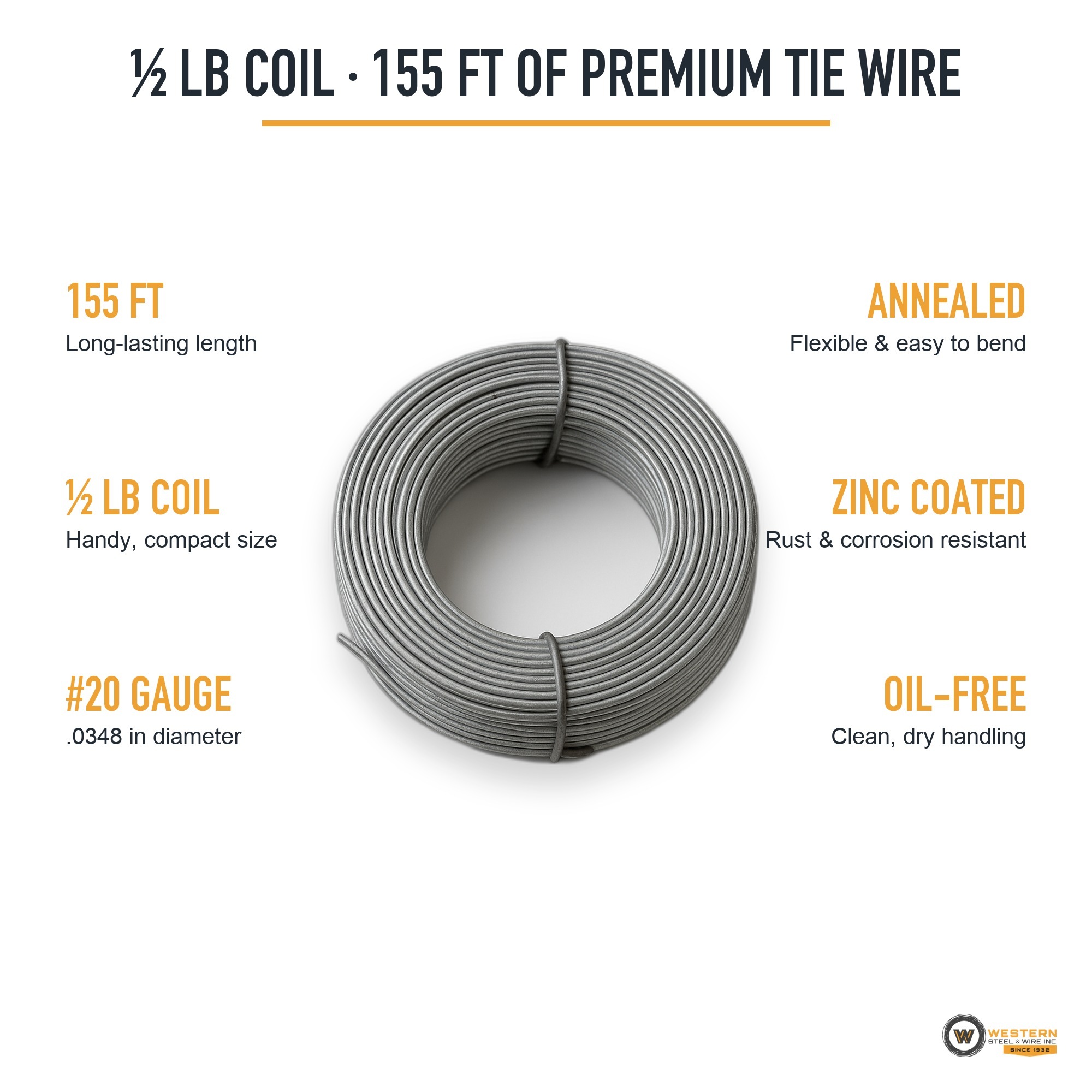 Western Steel & Wire #20 Galvanized Annealed Tie Wire, ½ lb Coil, 155 ft - Image 5