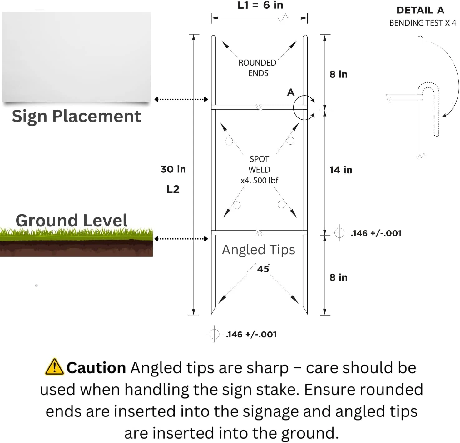 Western Steel & Wire 6x30 Inch H Stakes w Rounded & Angled Ends for Corrugated Plastic Yard Signs, 50/Box - Image 1