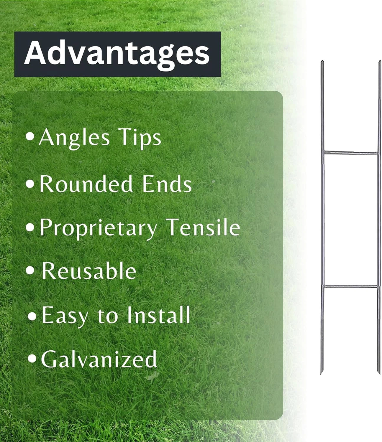 Western Steel & Wire 6x30 Inch H Stakes w Rounded & Angled Ends for Corrugated Plastic Yard Signs, 50/Box - Image 3